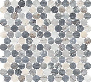 Aurora Blue Quartzite Penny Round Mosaic