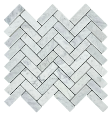 Carrara Herringbone Tumbled Mosaic