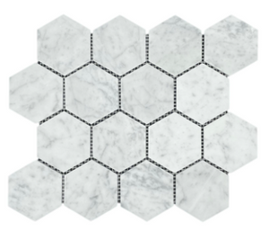 Carrara Large Hexagon Honed Mosaic