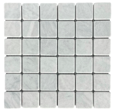 Carrara Medium Square Tumbled Mosaic