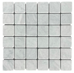 Carrara Medium Square Tumbled Mosaic