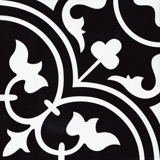 Fleur Black Patterned Tile